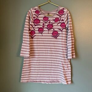 Tea collection purple stripe floral dress